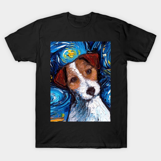 Jack Russell Night (Portrait) T-Shirt by sagittariusgallery